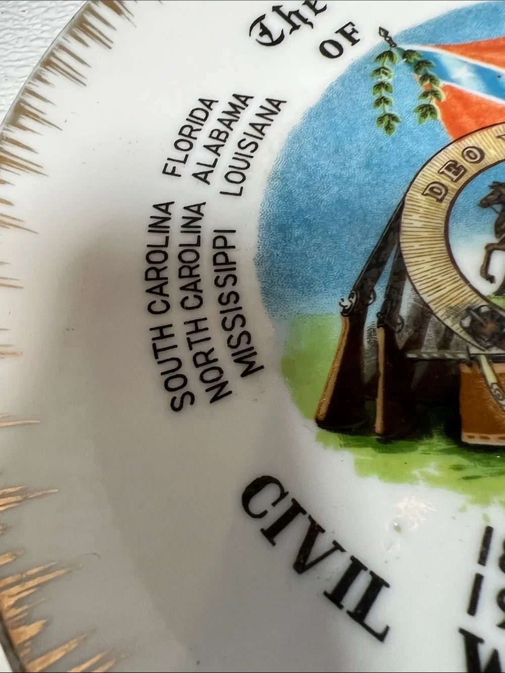 CIVIL WAR CENTENNIAL PLATE 1964 DEO VINDICE SOUVENIR 22K GOLD 5
